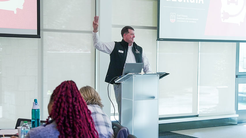 Asher Dozier presents at workshop.